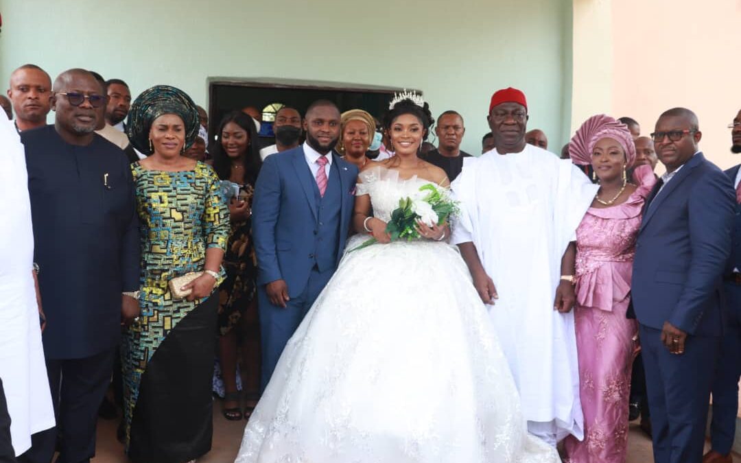 the Speaker of the Delta State House of Assembly and National Deputy Chairman of the Conference of Speakers of state legislatures of Nigeria, Rt Hon Sheriff Oborevwori attended the wedding ceremony between Chibuzor and Mr Victor Okoh, son of Delta House of Assembly member, Hon Festus Chukwuyem Okoh